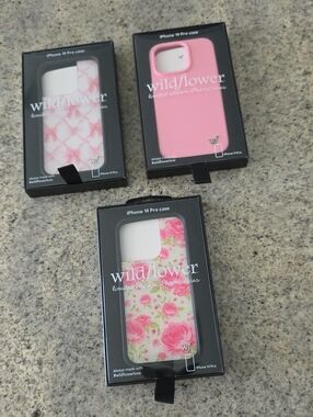 Wildflower Pink Floral, Pink Bows & Solid Pink iPhone 14 Pro Cases
